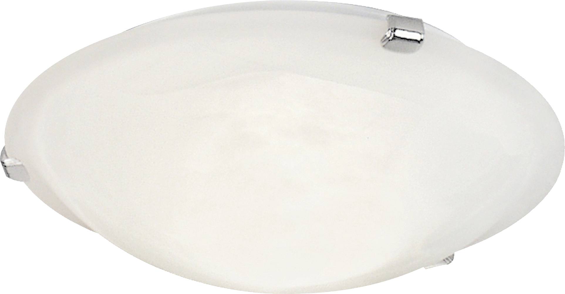 Eine runde, weiße Deckenleuchte mit silbernen Klammern, konzipiert für einfache, moderne Hausbeleuchtung.