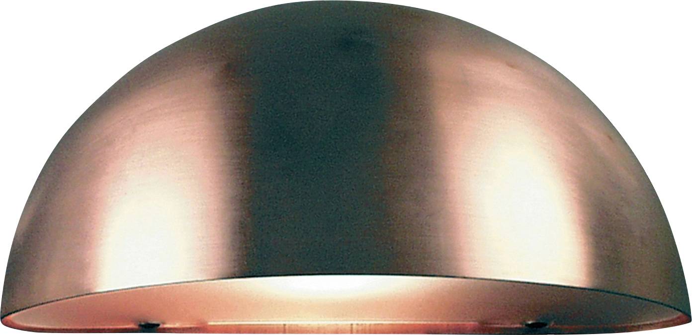 Eine kupferfarbene, kuppelförmige Pendelleuchte mit glatter, metallischer Oberfläche. Sie strahlt ein warmes Licht aus und eignet sich hervorragend für moderne Innenräume.