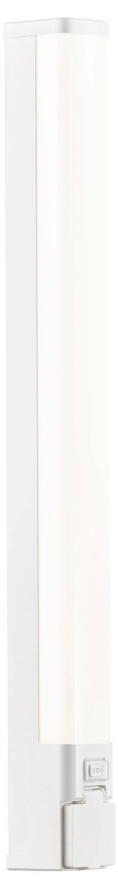 Ein hohes, schlankes weißes LED-Leuchten-Modell, vertikal montiert und mit weichem, diffusem Licht, das sich für die Innenanwendung eignet.