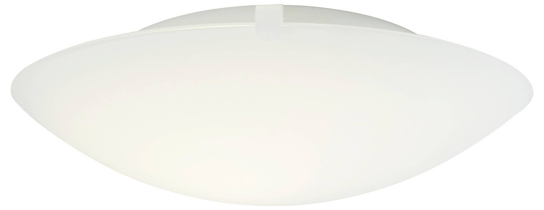 Eine weiße, kuppelförmige Deckenleuchte mit mattiertem Finish, entworfen, um sich nahtlos in moderne Inneneinrichtung einzufügen.