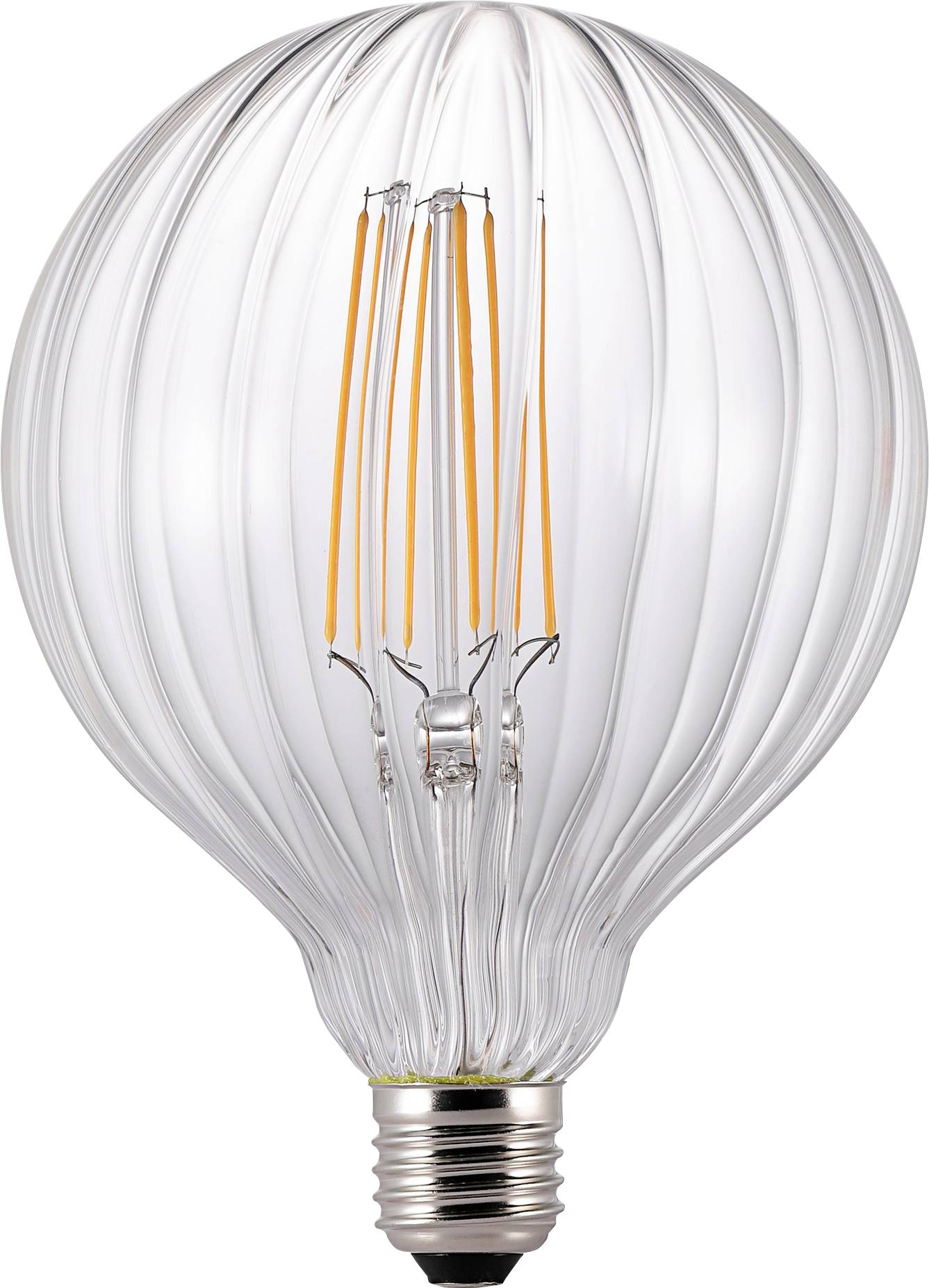 Eine klare, Vintage-Stil-LED-Glühbirne mit freiliegendem Glühdraht, konzipiert für dekorative Beleuchtung.