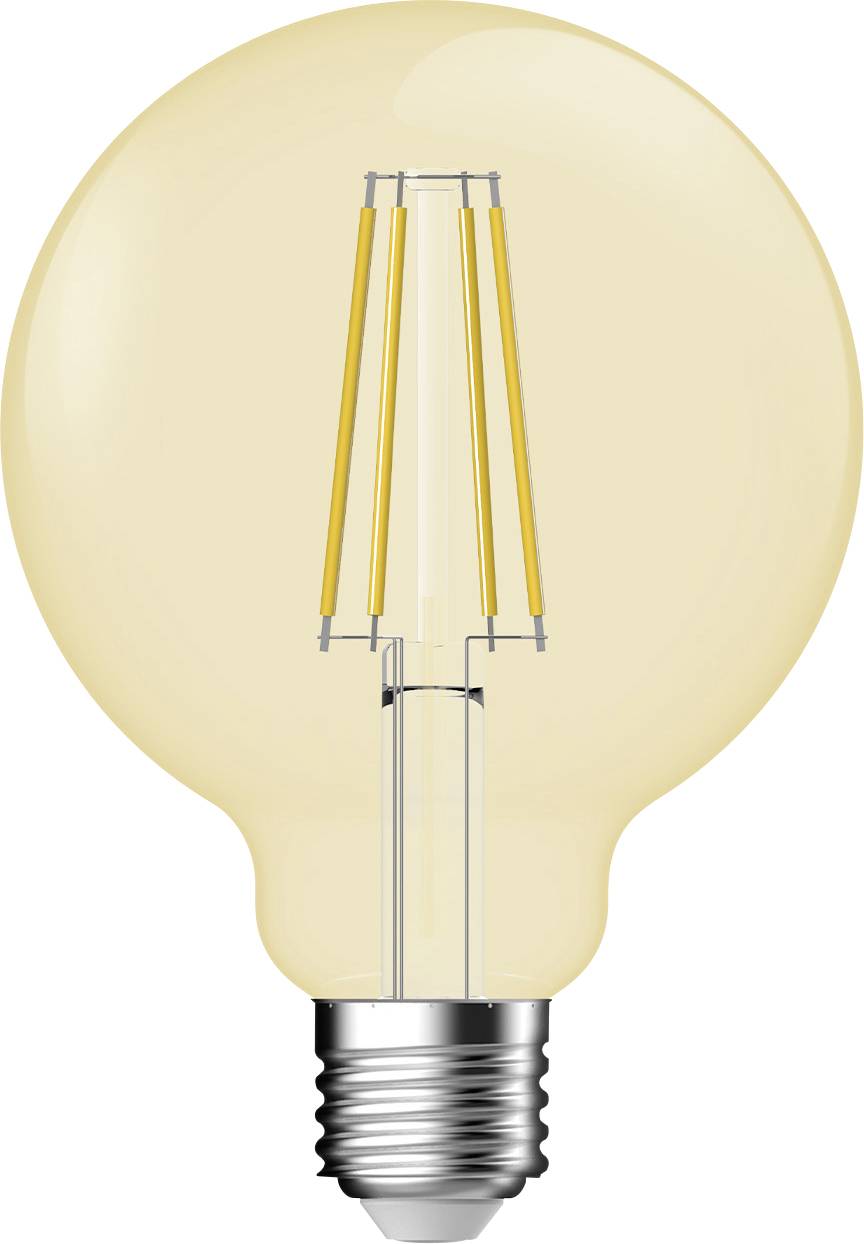 Eine Glühbirne mit einem leuchtenden Glühfaden, die einer Vintage-Edison-Ausführung ähnelt, auf weißem Hintergrund, symbolisierend Ideen oder Innovation.