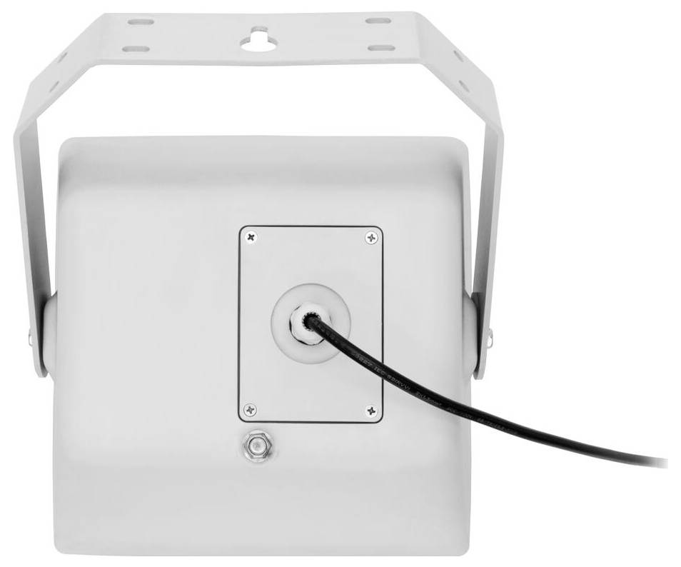 Metalleuchtenhalterung mit gesichertem Kabel, das von der Rückseite verläuft, ausgelegt für Decken- oder Wandmontagen.