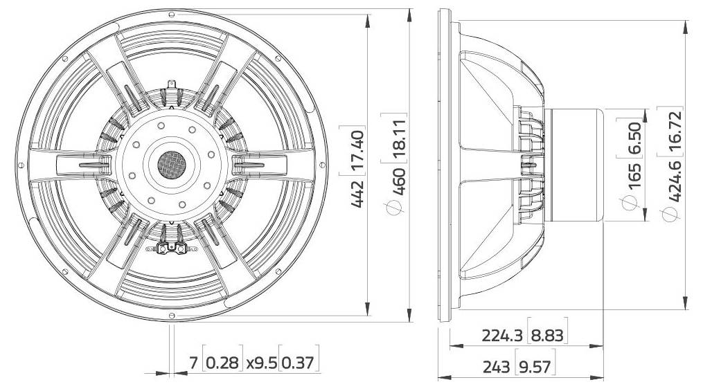 'Omnitronic XMG-212' Lautsprecher-Rückseite zeigt Anschlussports und Griffe für einfachen Transport.
