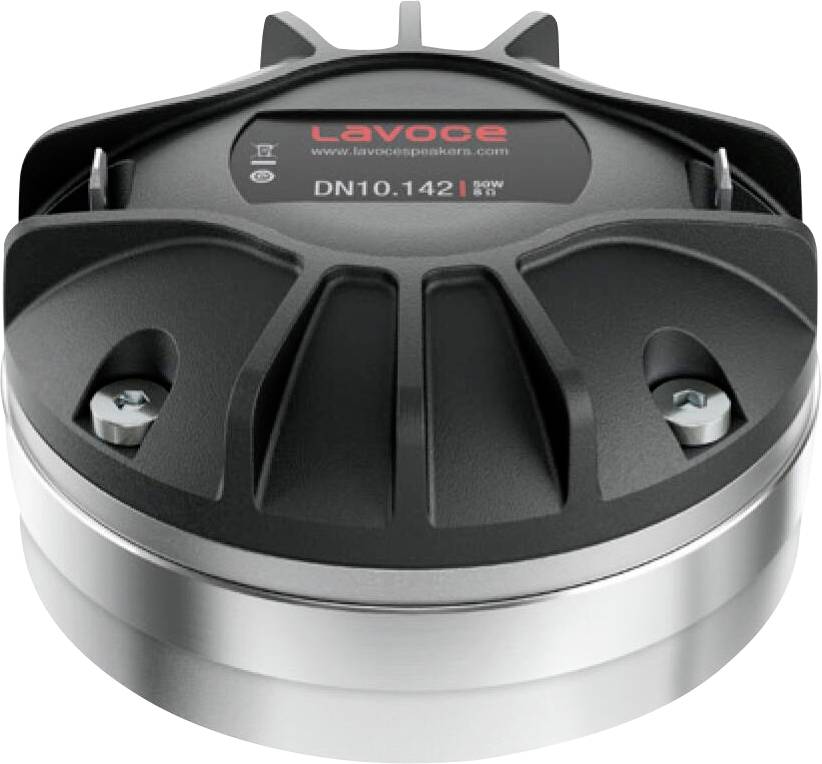 'LaVoce DN10.142' Kompressionstreiber, 100W, 8Ω, mit Metall- und Kunststoffgehäuse, entwickelt für hochwertige Audioausgabe in Lautsprechersystemen.