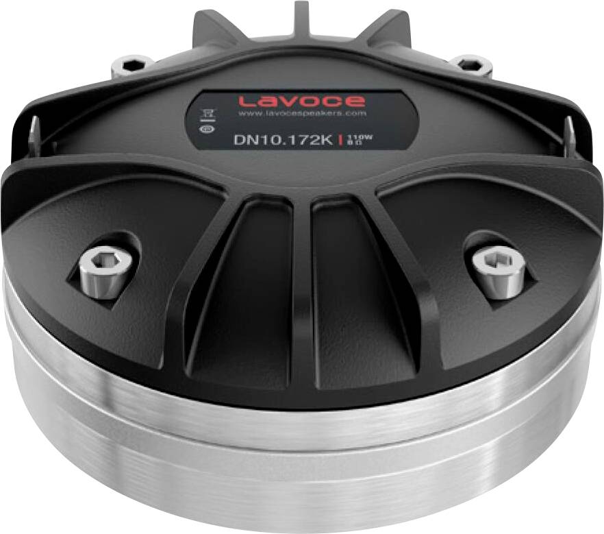 Ein schwarz-silberner Audiotreiber mit sichtbarem Markennamen 