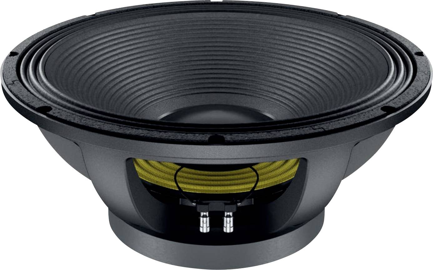 Nahaufnahme einer schwarzgelben Lautsprechermembran mit sichtbaren Drähten, die das Zwerchfell und die Umrandung zeigt, konzipiert für die Audioausgabe.