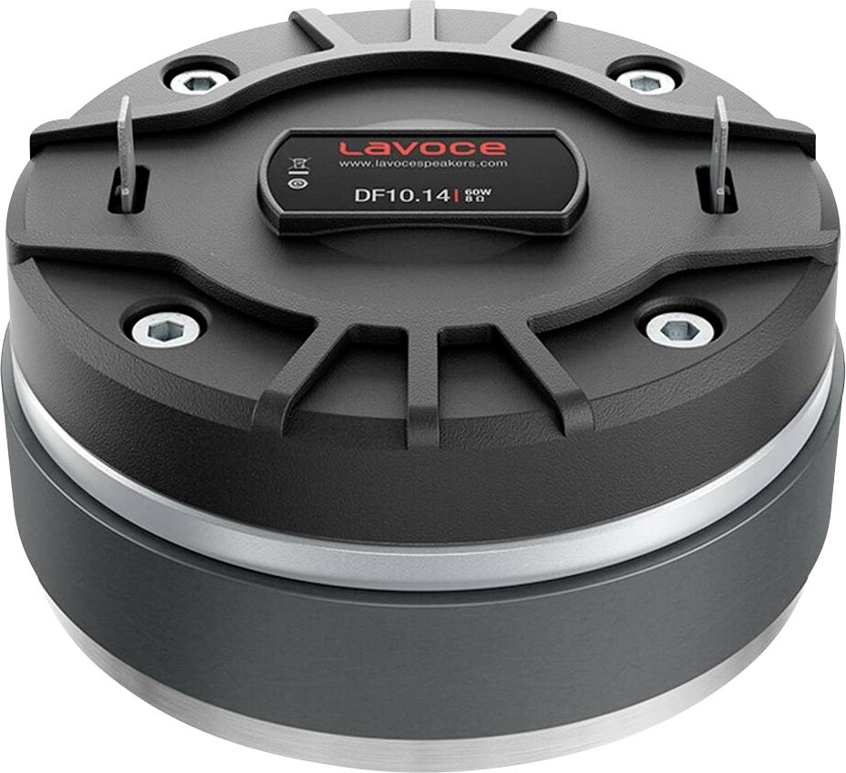 Ein rundes schwarzes Audiolautsprechertreiber mit silbernen Akzenten, in der Mitte mit 