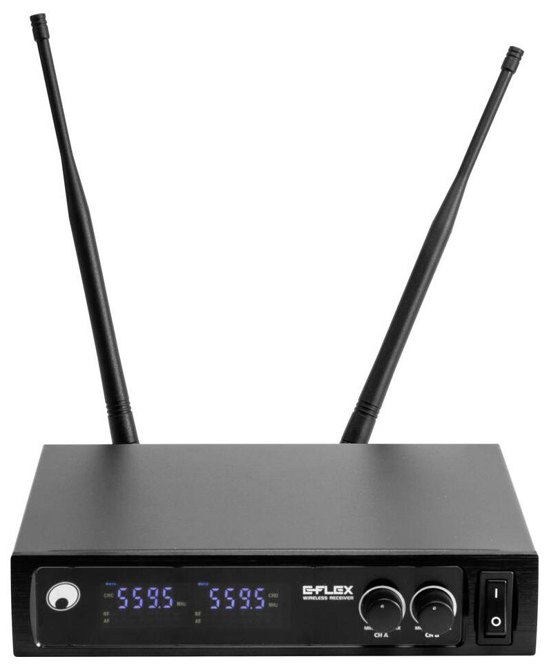 Funk-Mikrofon-Empfänger mit zwei Antennen und digitalem Display, das „559.5