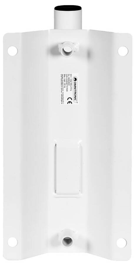 Ein schwarzes, sechseckiges Lautsprechergehäuse, das für die Deckenmontage konzipiert ist und Befestigungskonsolen sowie Anschlussanschlüsse aufweist.