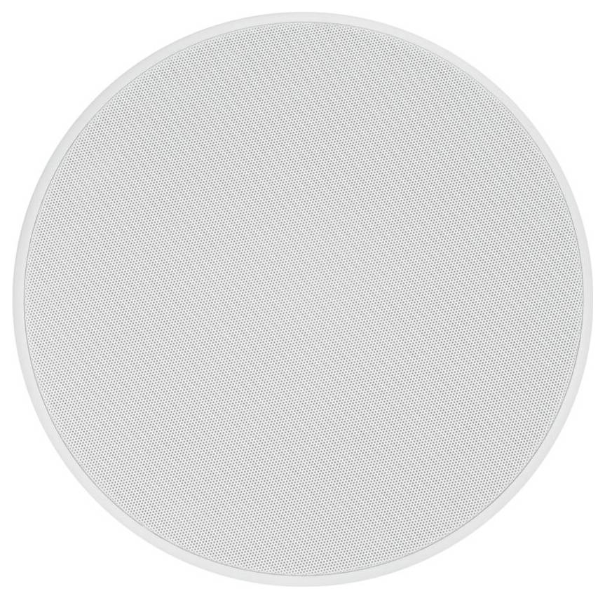 Runder Deckenholler mit weißem Gitter, entwickelt für die Audiowiedergabe in Wohn- oder Büroumgebungen.