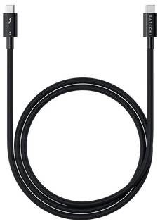 Ein schwarzes USB-C-zu-USB-C-Kabel mit „Satechi