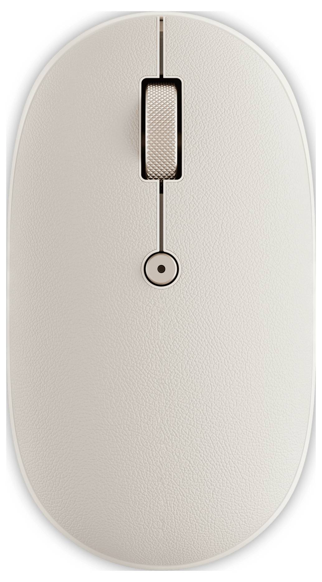 Das Bild zeigt die Unterseite einer Satechi On-the-Go Bluetooth-Maus mit Modellinformationen, Zertifizierungslogos und einem Netzschalter.