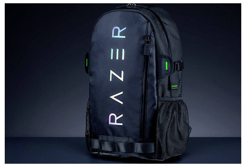 Ein schwarzer Razer-Rucksack mit 