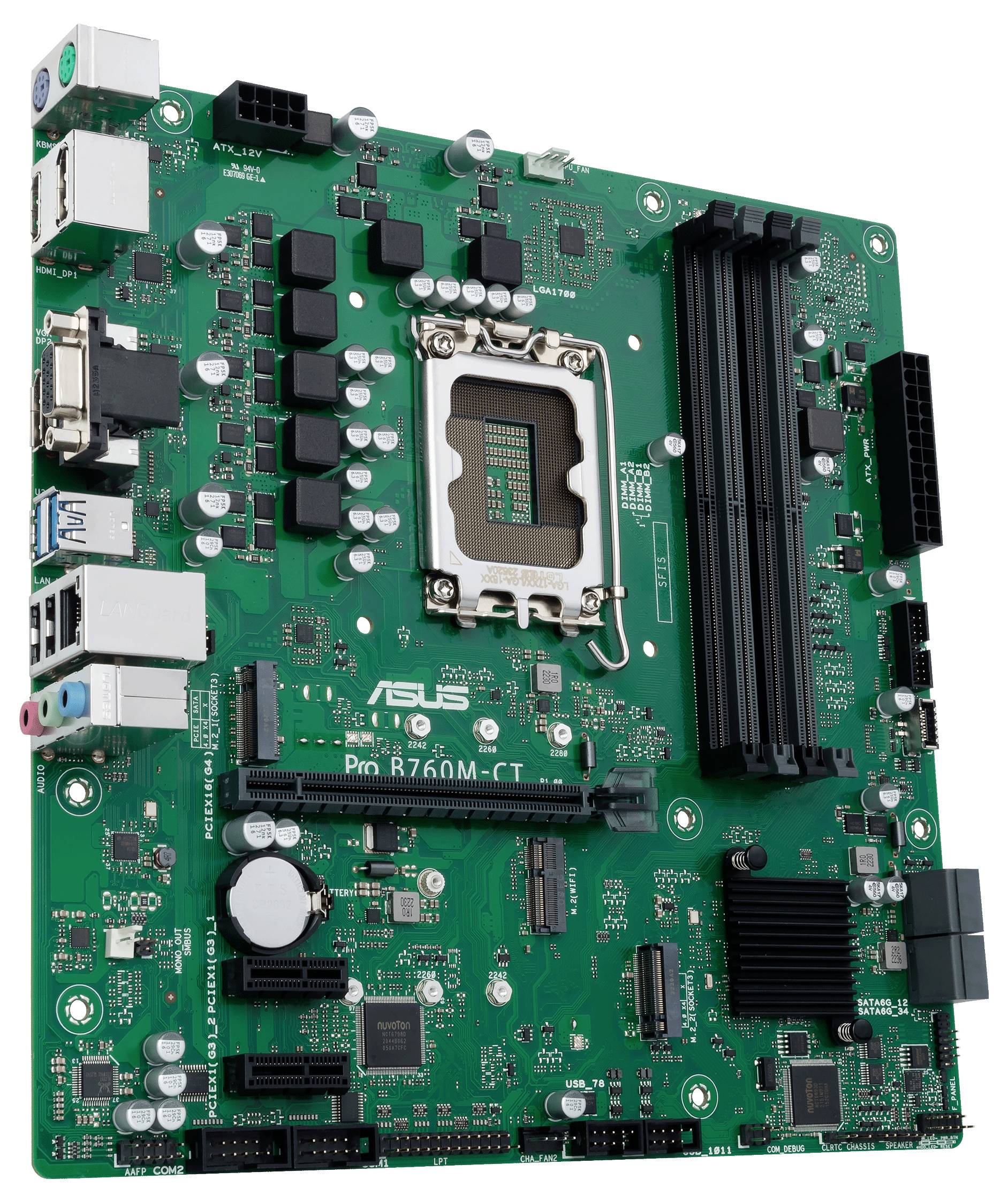 Asus PRO B760M-CT-CSM LGA1700 mATX MB Mainboard Sockel (PC) Intel® LGA 1700 Formfaktor (Details) Micro-ATX Mainboard-Chipsatz