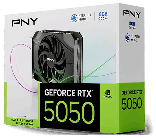 Eine Grafikkarte mit der Bezeichnung „GEFORCE RTX 5060 PNY