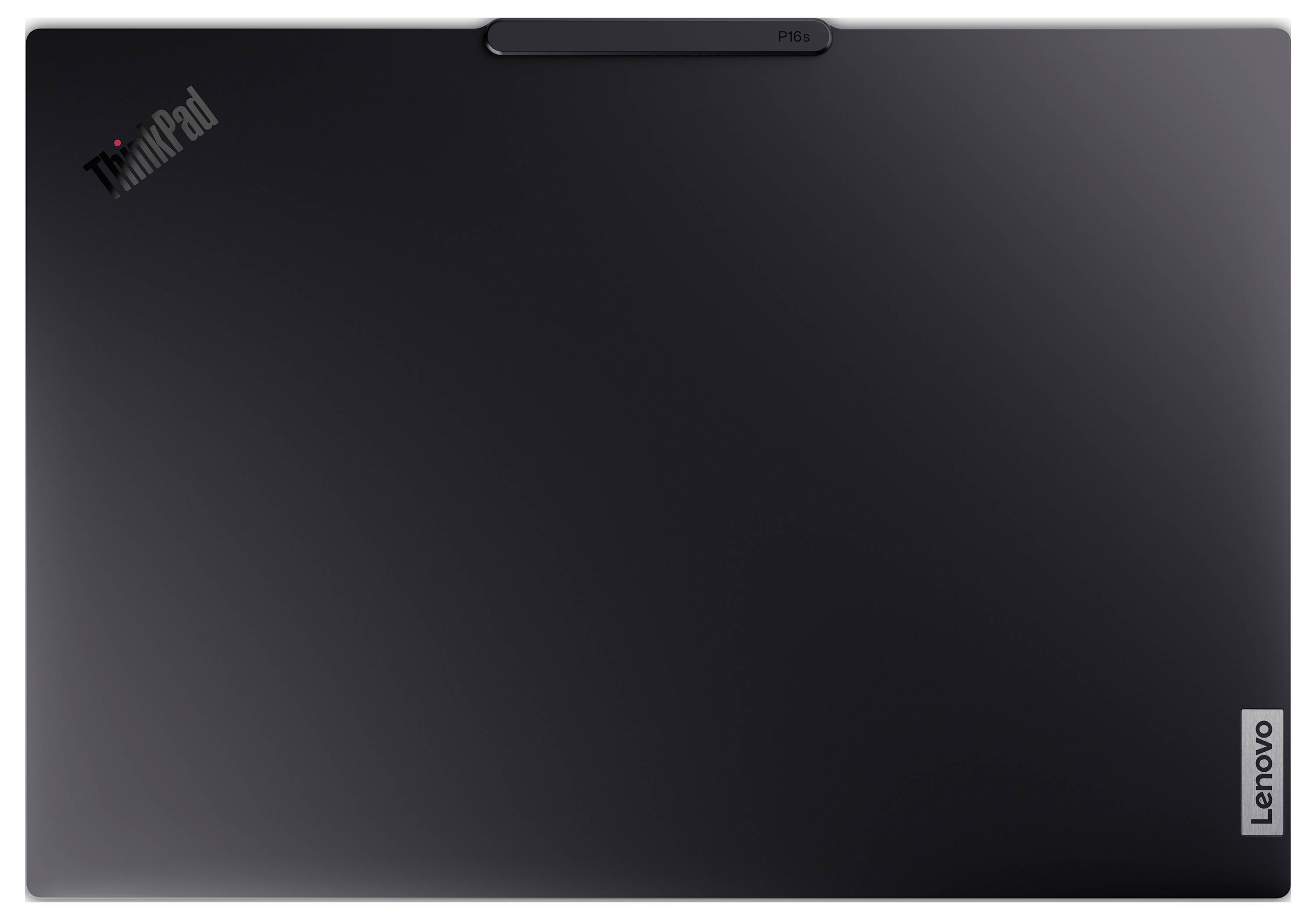 Geschlossener schwarzer Lenovo ThinkPad Laptop mit sichtbarem Branding.
