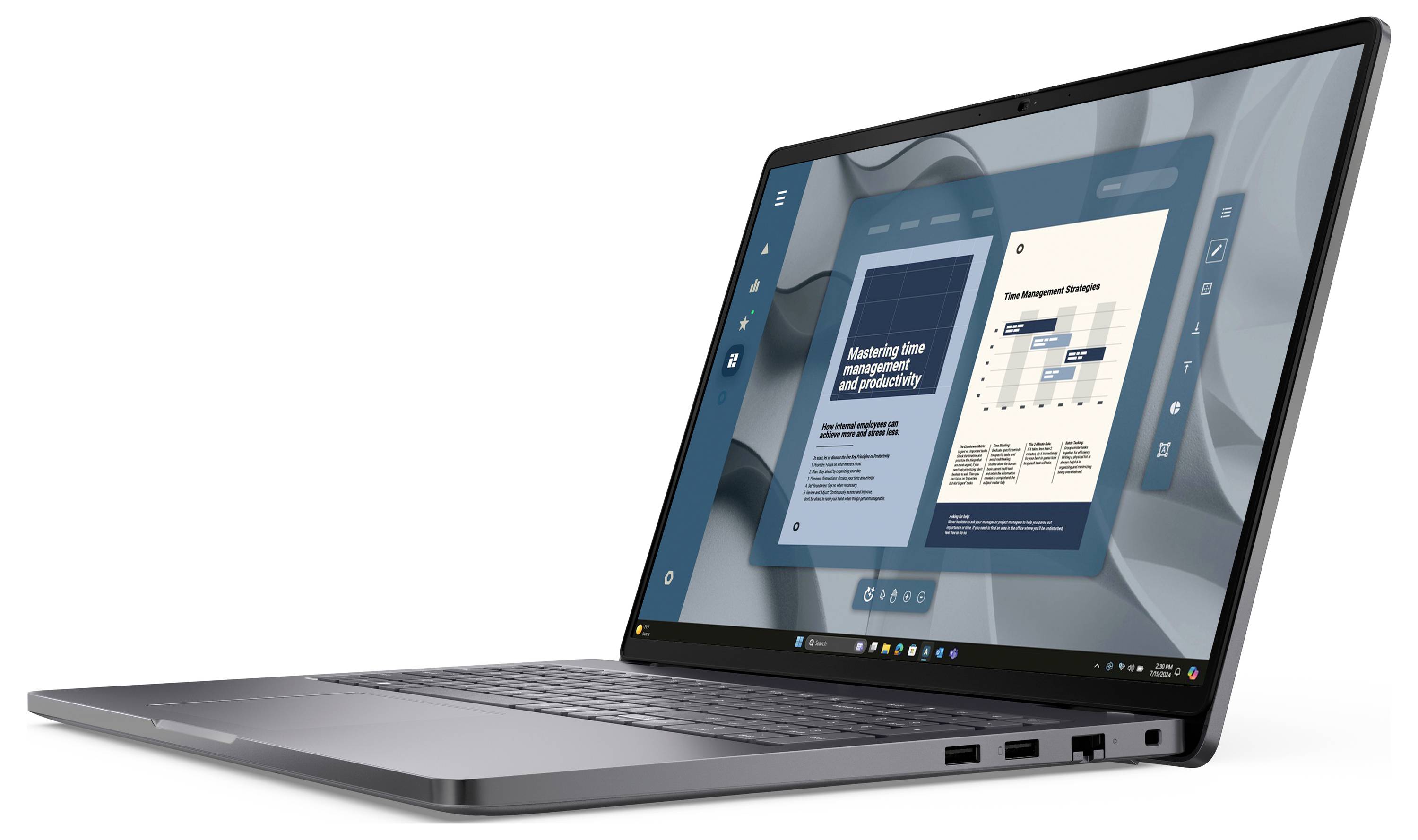 Eine kompakte schwarze Computereinheit mit mehreren USB-Anschlüssen, Audiobuchsen und einer Stromschaltfläche an der Vorderseite. Sie zeigt das ASUS-Logo.