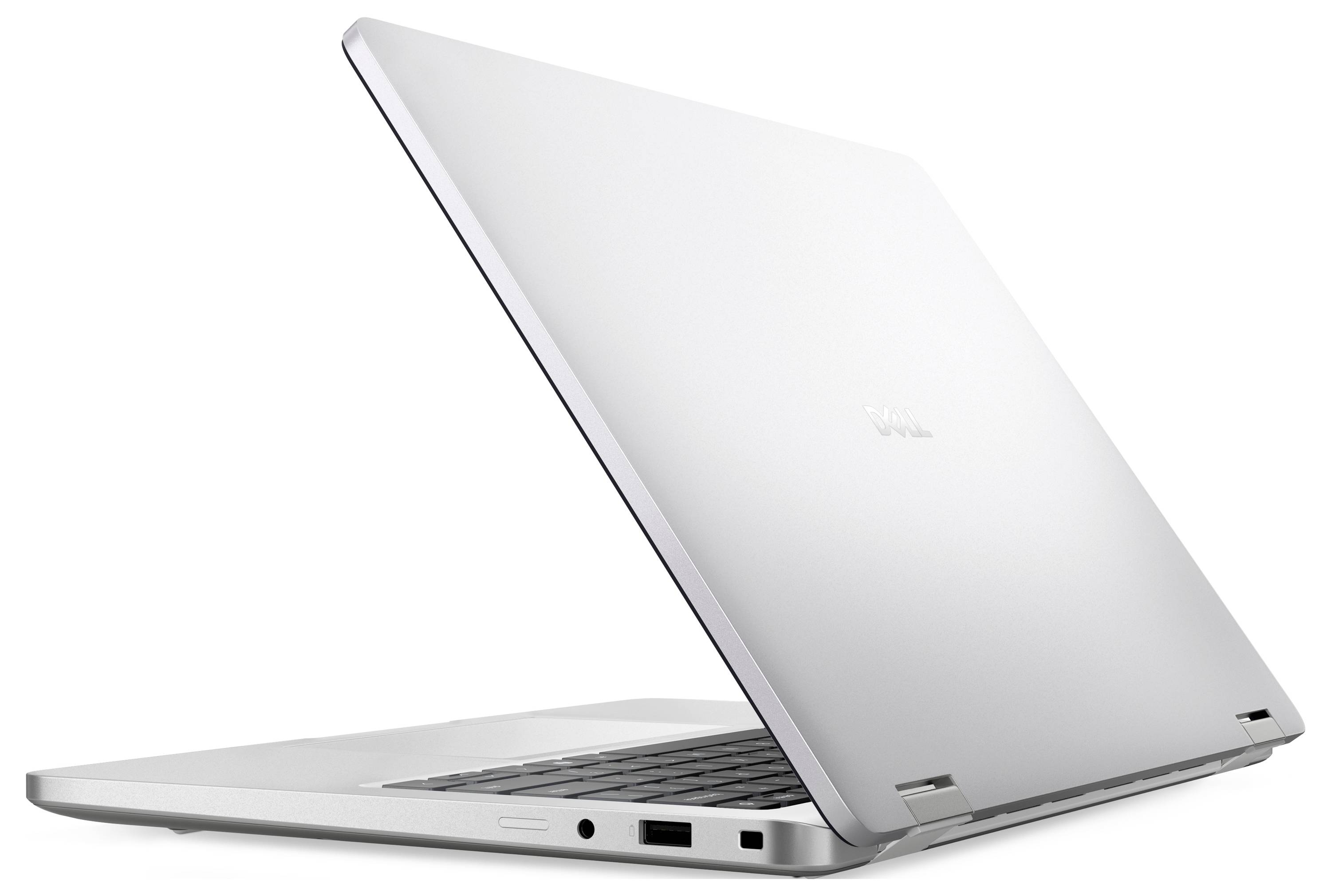 Ein Laptop mit einem abstrakten Blumenmuster auf dem Bildschirm, das weiche beige und pfirsichfarbene Blütenblätter zeigt.