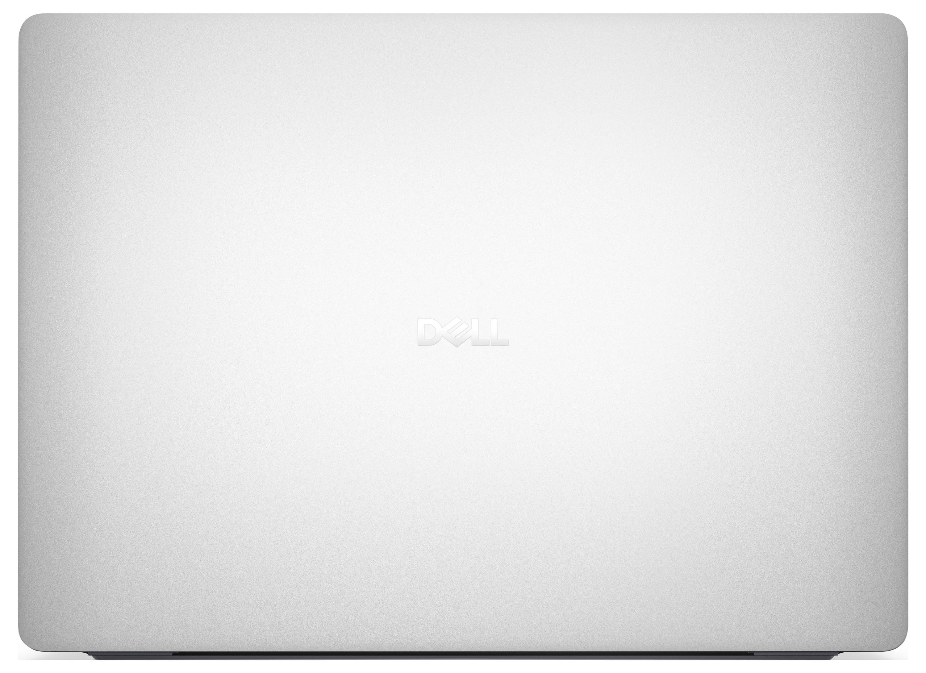 Ein geschlossener silberner Laptop mit einem Logo in der Mitte des Deckels.