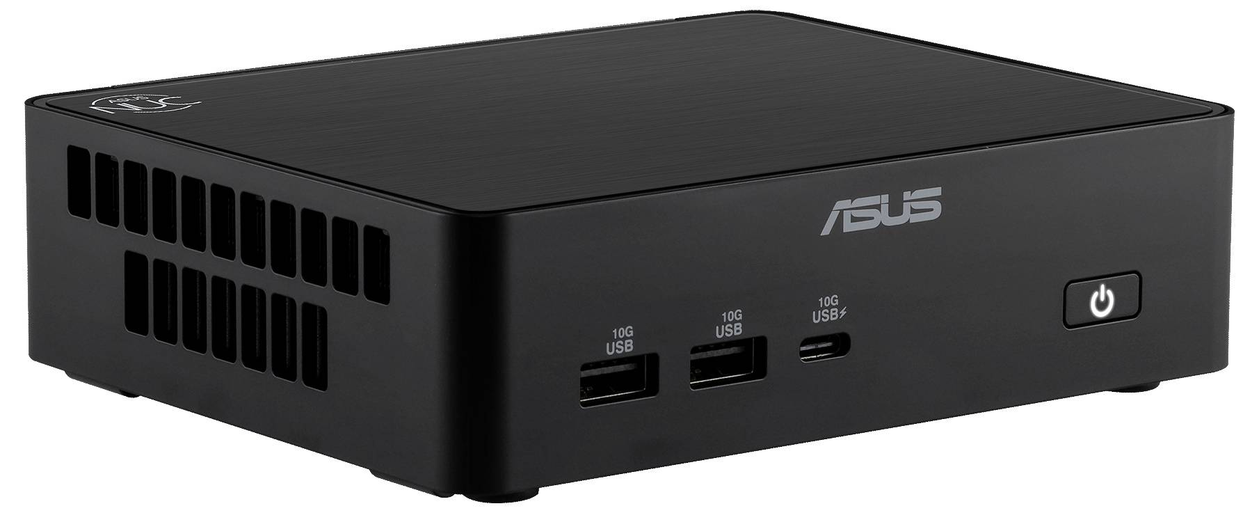 Ein hochmoderner Desktop-Gaming-PC-Turm mit stilisiertem Logo und futuristischem Design, das schlanke Linien und ein dunkles Farbschema betont.