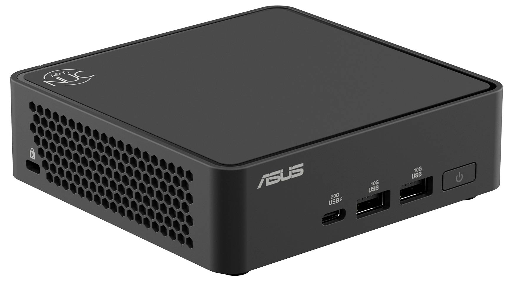 Ein schwarzer und blauer Shuttle Industrial-Computer mit elegantem gerilltem Design, wahrscheinlich für kompakte oder robuste Anwendungen geeignet.
