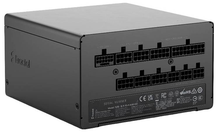 Eine schwarze Stromversorgungseinheit mit der Bezeichnung „Fractal Ion 3 Gold 1000W