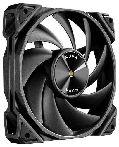 Ein schwarzes elektronisches Gerät mit einem zentralen Ein- oder Ausgangsanschluss, gekennzeichnet mit Plus-, Minus- und Erdungssymbolen.