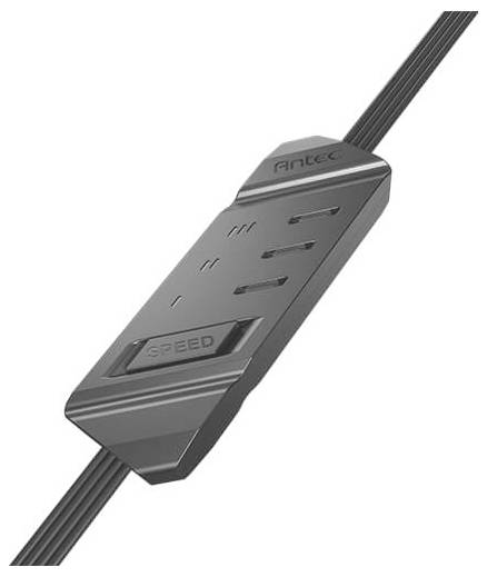 Ein schwarzer Lüftergeschwindigkeitsregler mit elegantem Design und 