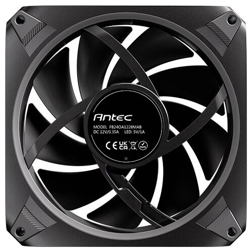 Ein schwarzer Computer-Kühlventilator mit der Bezeichnung 