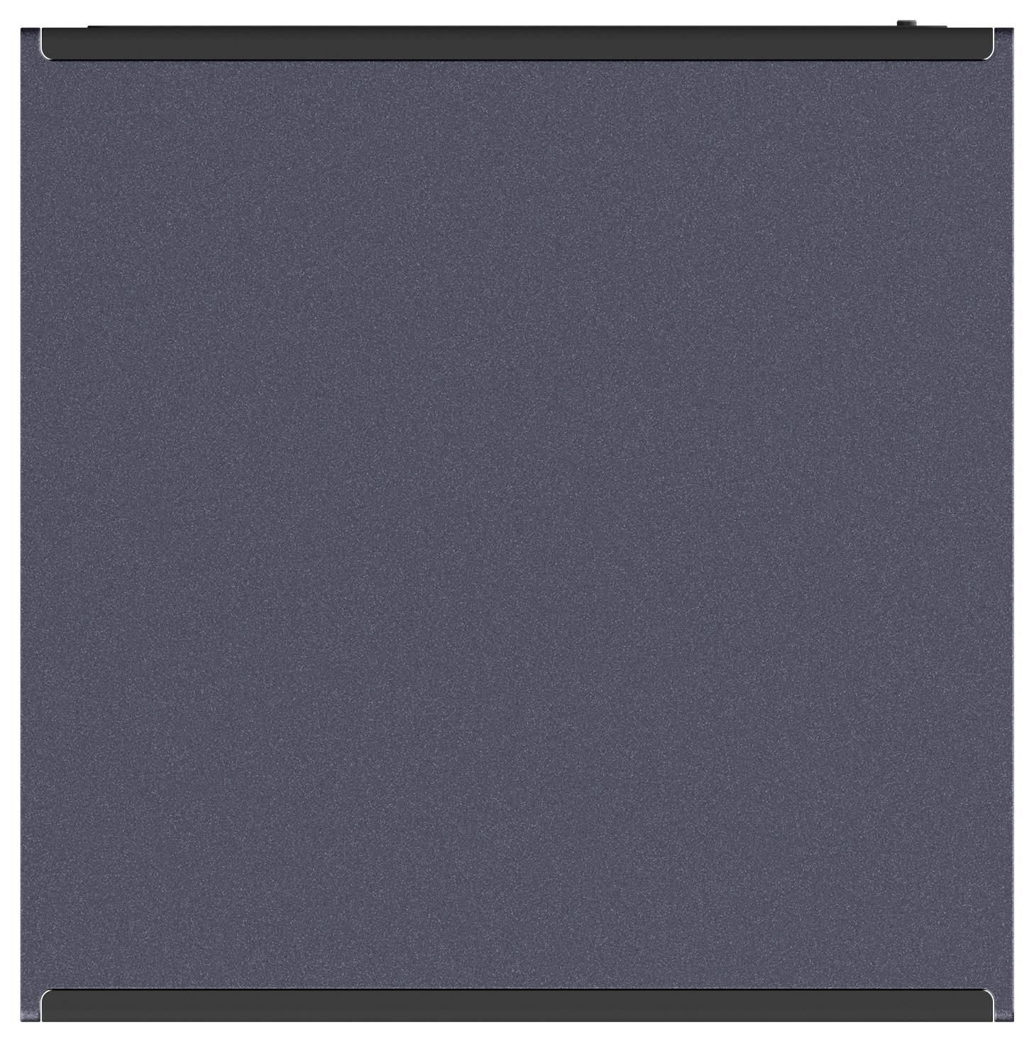 Dunkelgraues strukturiertes quadratisches Panel mit schlanken schwarzen Balken oben und unten