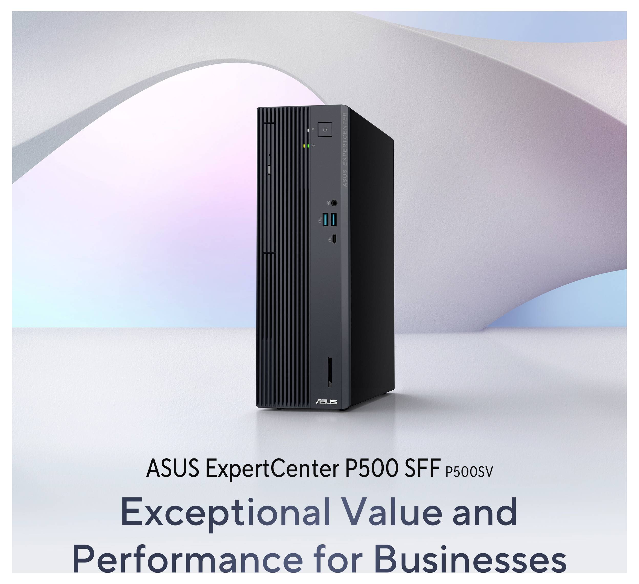 ASUS ExpertCenter P5000 SFF Computer mit Text, der 