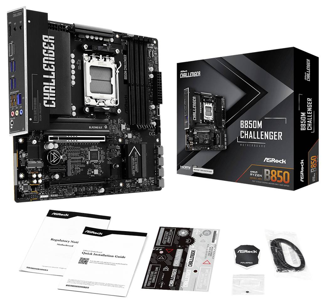 ASRock B850M Challenger AM5m Mainboard Sockel (PC) AMD® AM5 Formfaktor (Details) Micro-ATX Mainboard-Chipsatz AMD® B850