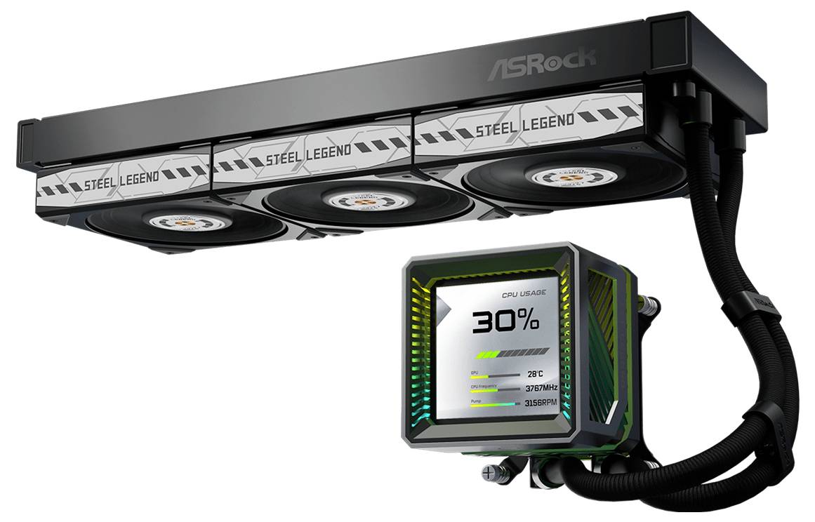 ASRock Steel Legend Dark 360 LCD PC-Wasserkühlung