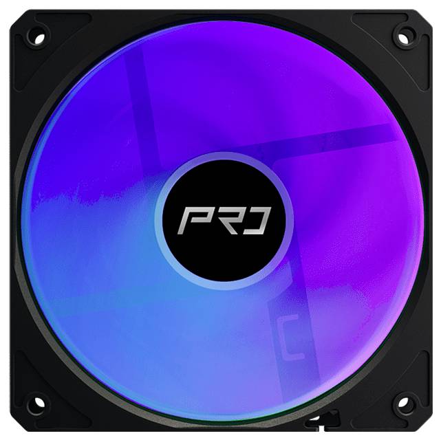 Quadratischer PC-Kühlüfter mit RGB-beleuchteten Blättern und 