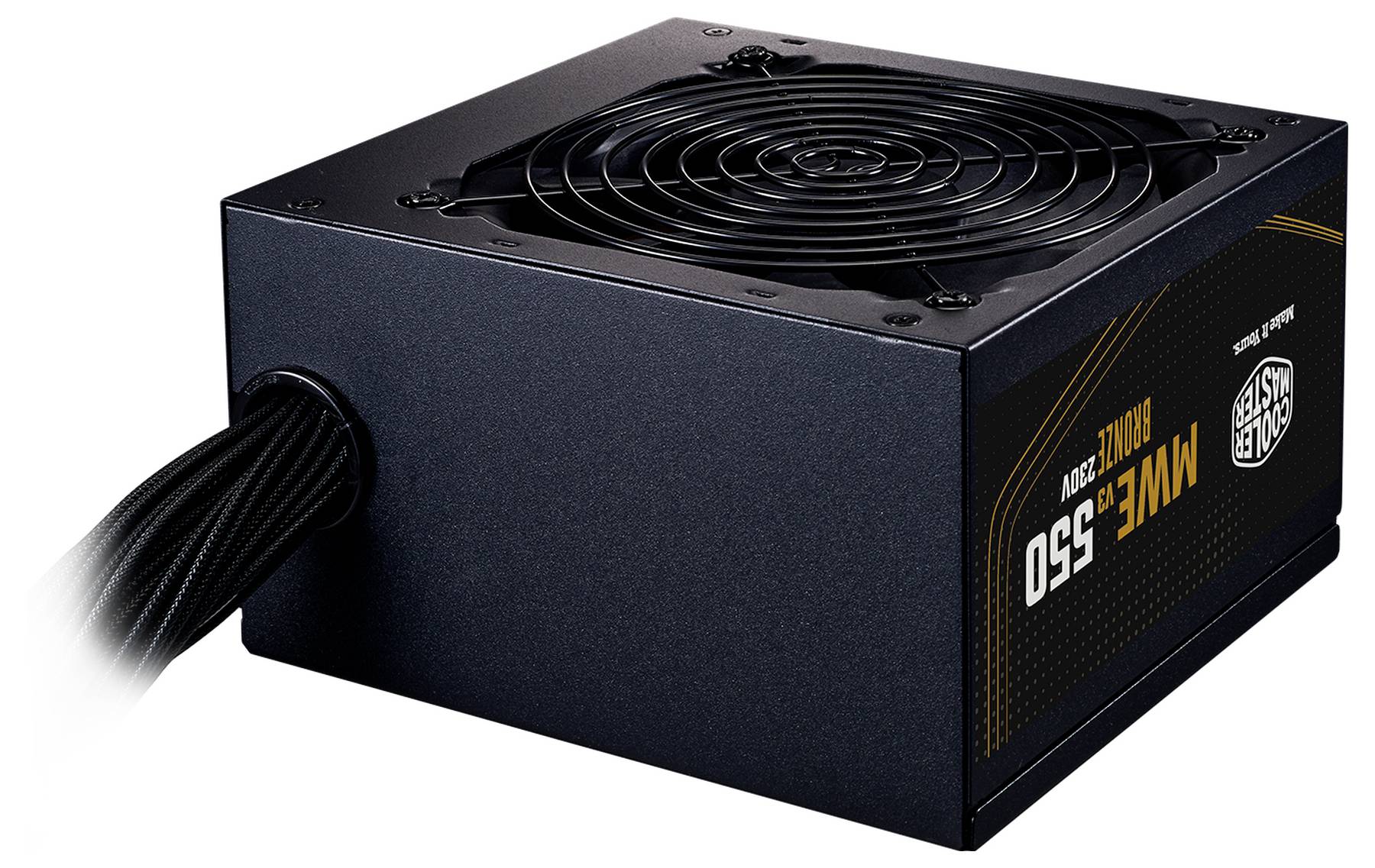 Eine schwarze Stromversorgungseinheit für Computer mit der Bezeichnung 