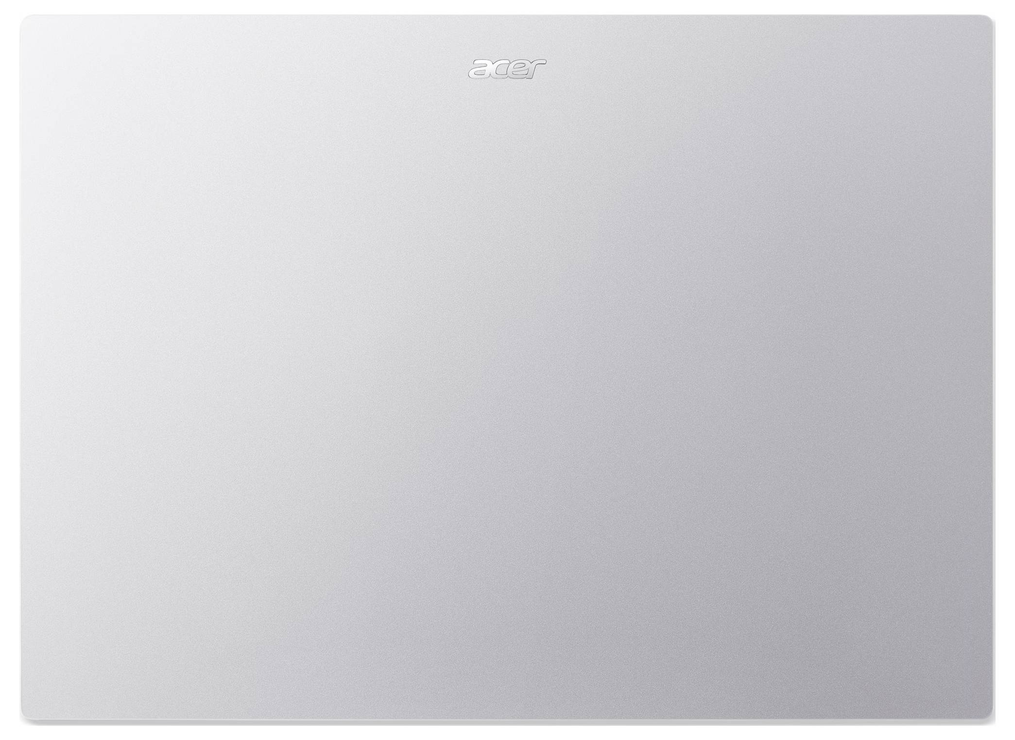 Ein silberner Acer-Laptop-Deckel mit dem Acer-Logo in der Mitte oben.