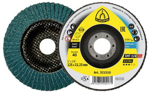 Klingspor 321513 SMT 324 Schleifmopteller, 115 x 22,23 mm Korn 80 gewölbt 115 mm 10 St.