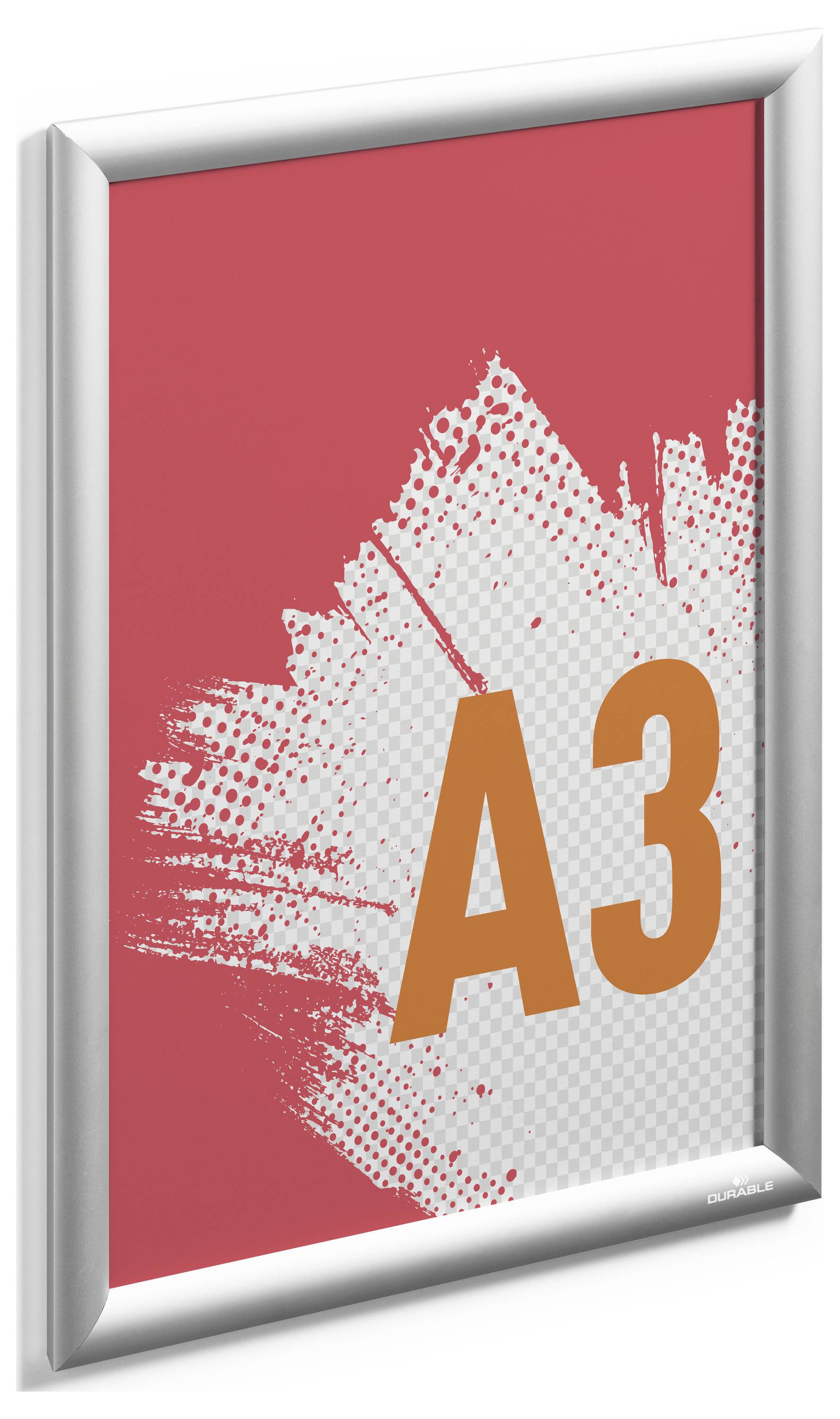 Ein rot-weiß-es Plakat mit „A3