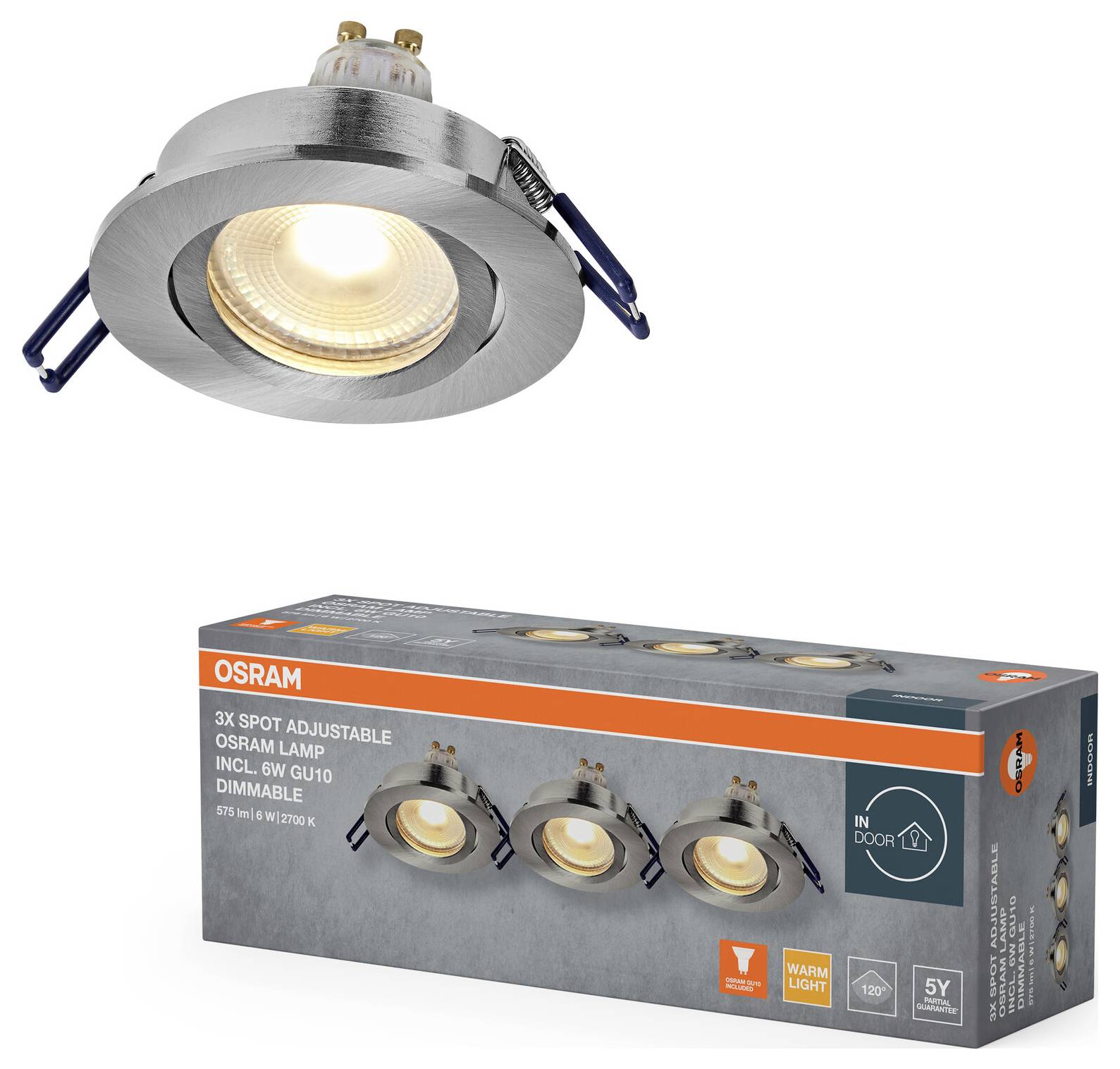 OSRAM HOMELIGHTING 4058075853492 Deckenstrahler, LED-Deckenstrahler GU10 Satin-Nickel