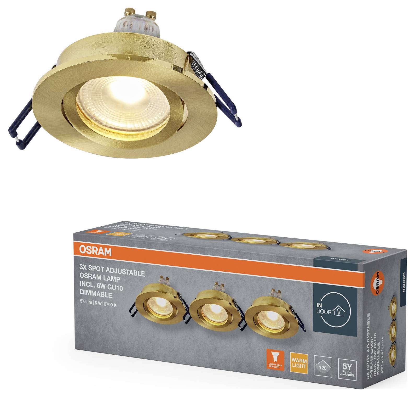 Diagramm einer eingebauten Leuchte mit Vorder- und Seitenansicht. Die Seitenansicht zeigt eine Tiefe von 25 mm; die Vorderansicht gibt einen Durchmesser von 85 mm an.