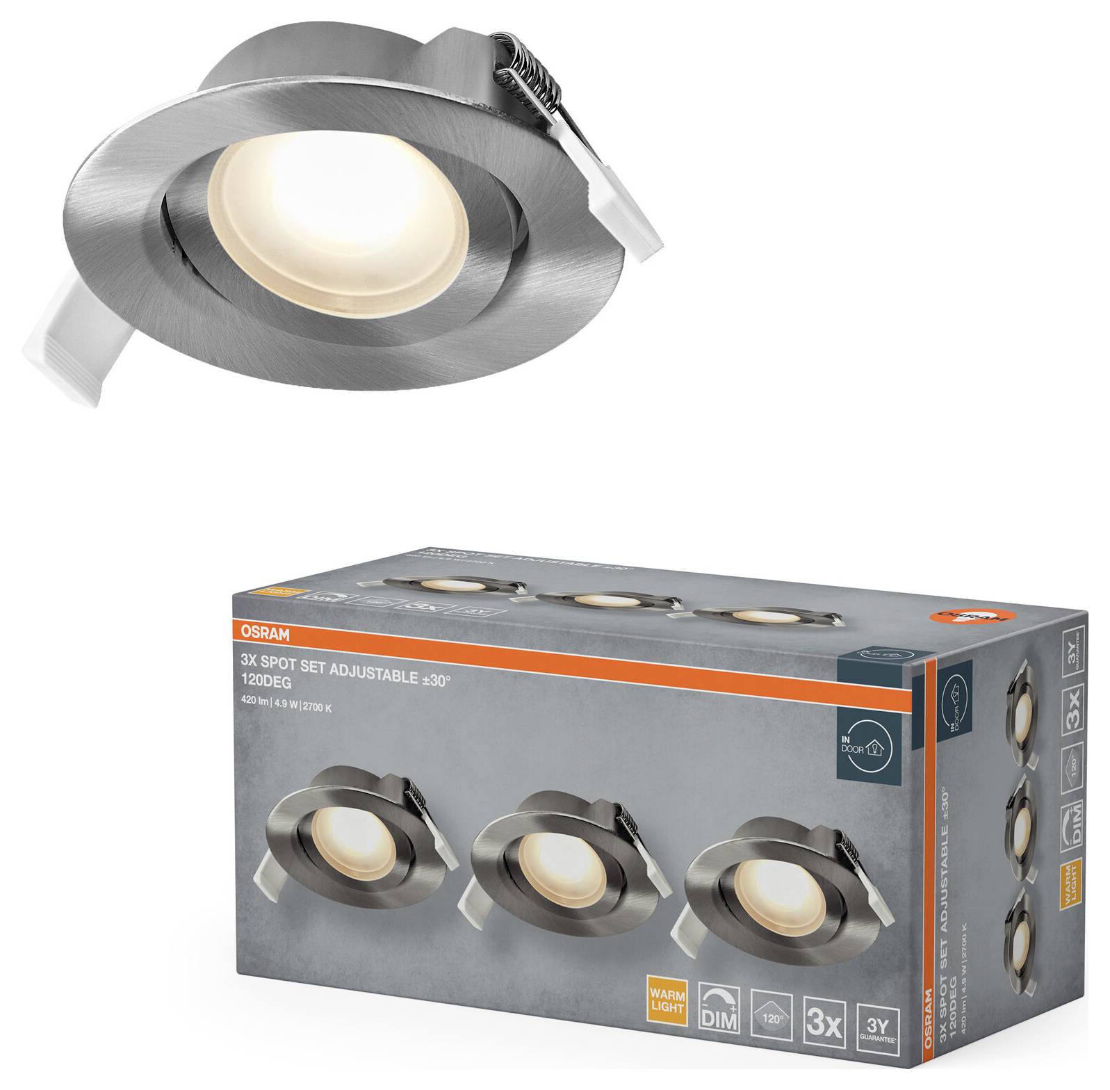OSRAM HOMELIGHTING 4058075853799 Deckenstrahler, LED-Deckenstrahler Satin-Nickel