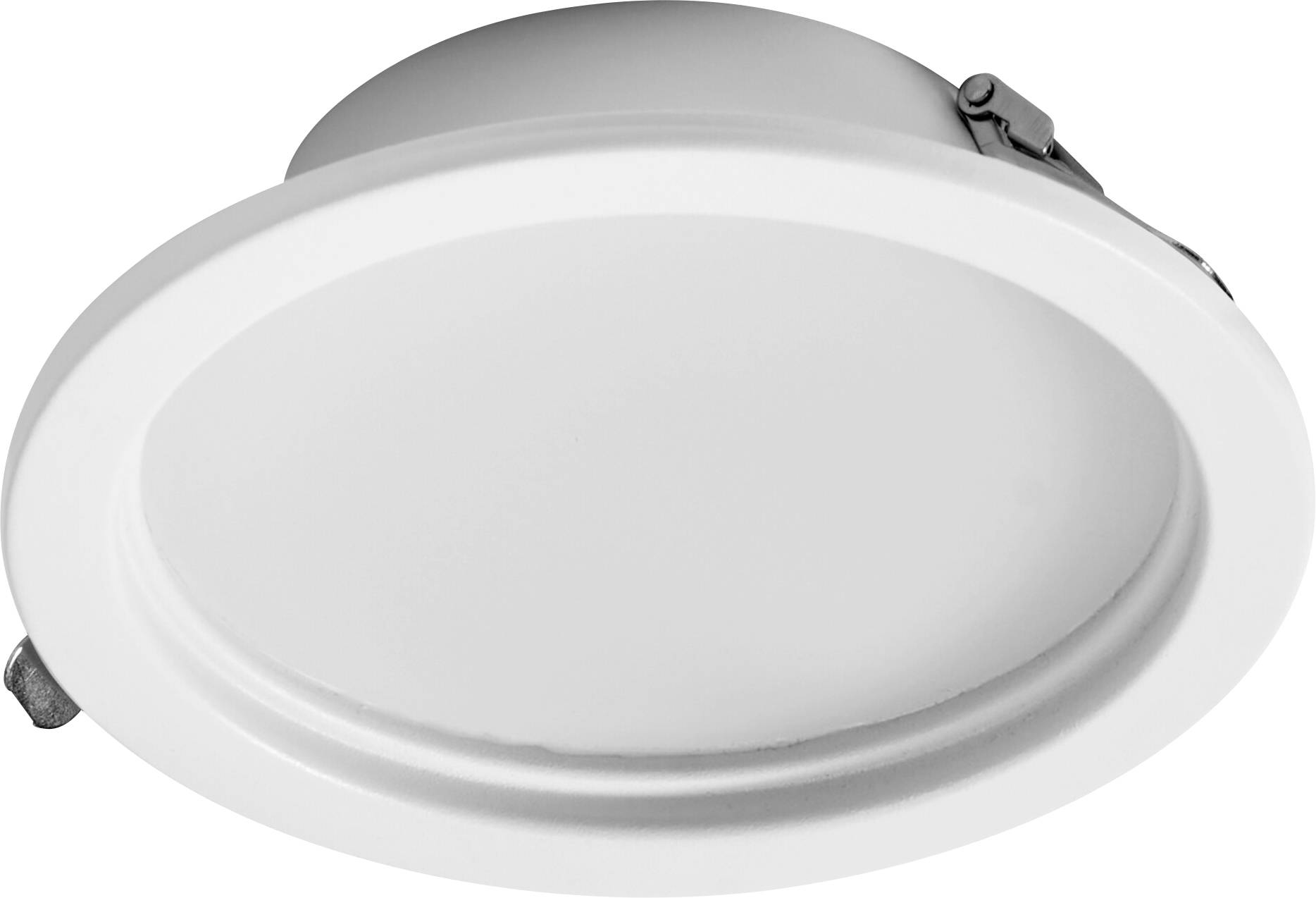 Ein weißes, kreisförmiges Einbauleuchten mit glatter, minimalistischer Gestaltung.