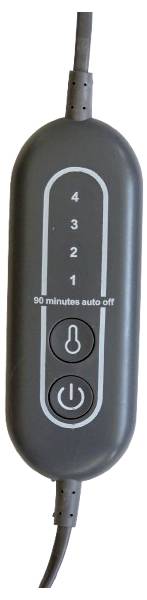 Ein rotes elektrisches Heizpad mit einer strukturierten Stoffoberfläche, ausgestattet mit einem angeschlossenen Regler mit einstellbaren Wärmestufen und einem Stromkabel.