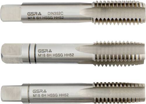 GSR B00105280 Handgewindebohrer metrisch M18 DIN 352 HSS 3 St.
