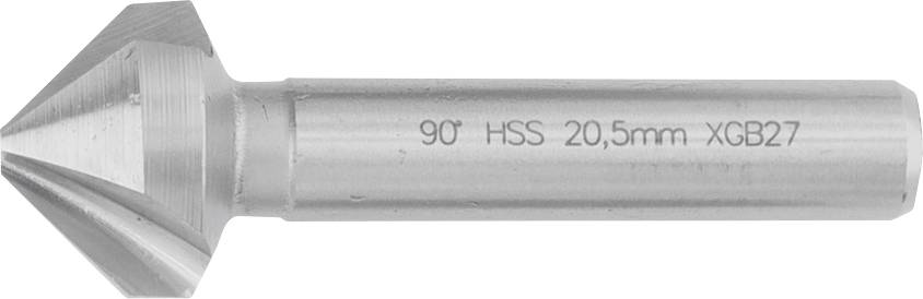 Ein 90-Grad-Schnellarbeitsstahl (HSS) Senkerbohrer mit 20,5 mm Durchmesser und eingravierter Modellnummer XGB27 auf dem Schaft.