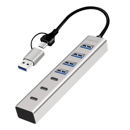 LogiLink UA0442 USB-Hub 4+3 Port USB-A, USB-C® USB 3.0 5 GBit/s Aluminium UA0442