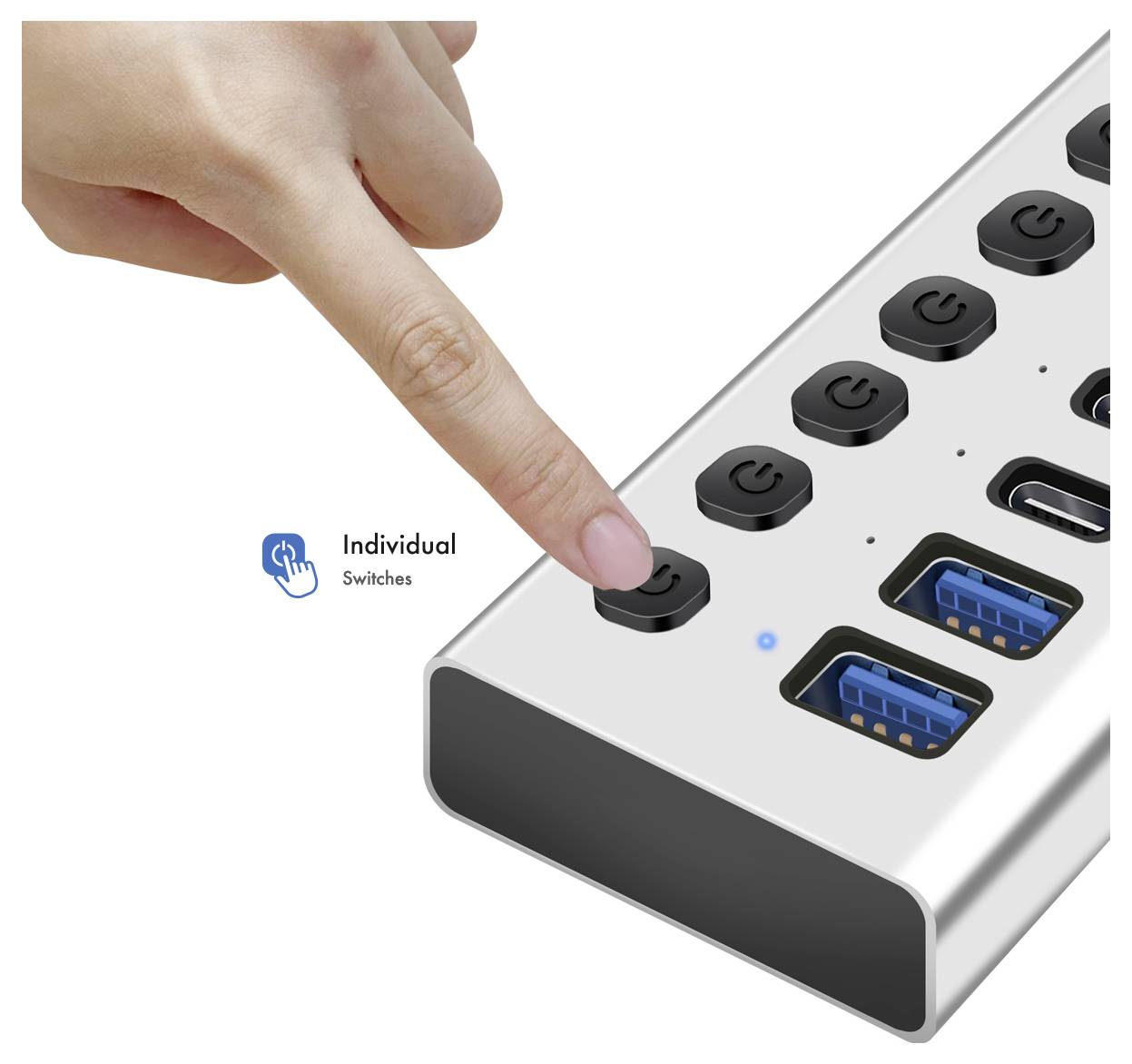 LogiLink UA0447 USB-Hub 5+2 Port USB-A, USB-C® USB 3.2 Gen1 5 GBit/s Aluminium UA0447