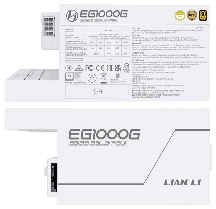 Lian Li EDGE GOLD 1000 80 PLUS Gold PC Netzteil 1000W ATX 80PLUS® Gold