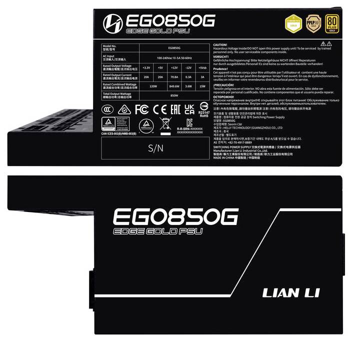 Lian Li EDGE GOLD 850 80 PLUS Gold PC Netzteil 850W ATX 80PLUS® Gold